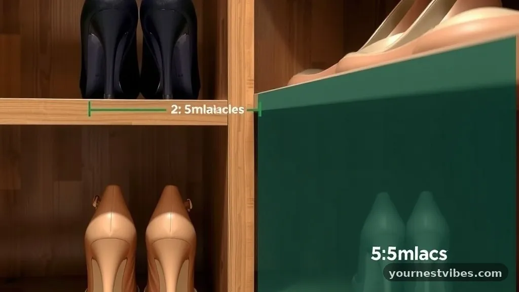 Standard Vertical Clearance Guidelines - How Much Space Needed Between Slanted Shoe Shelves with Heel Catches?