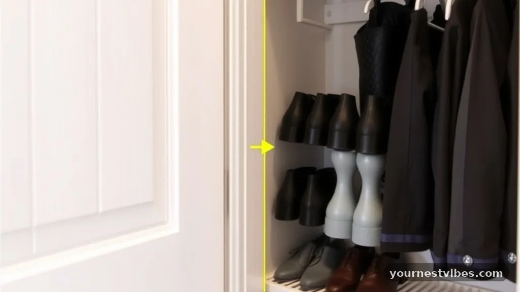 The Impact of Closet Door Clearance - How Much Space Needed Between Slanted Shoe Shelves with Heel Catches?